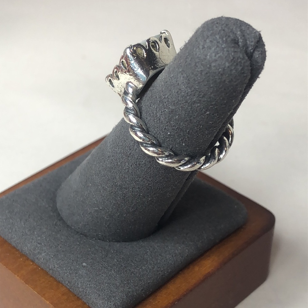 PANDORA Sincerity Twisted Sterling Silver Mother Of Pearl Cushion Cut Ring 50 5 - Picture 6 of 16
